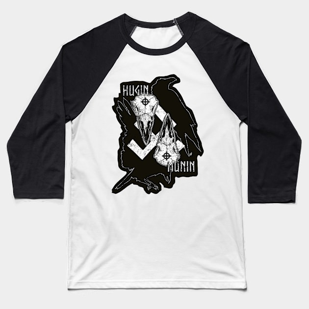 Hugin and Munin, Odin’s ravens - huginn, muninn, raven, skull, rune, night, dark sticker, death, goth Baseball T-Shirt by SSINAMOON COVEN